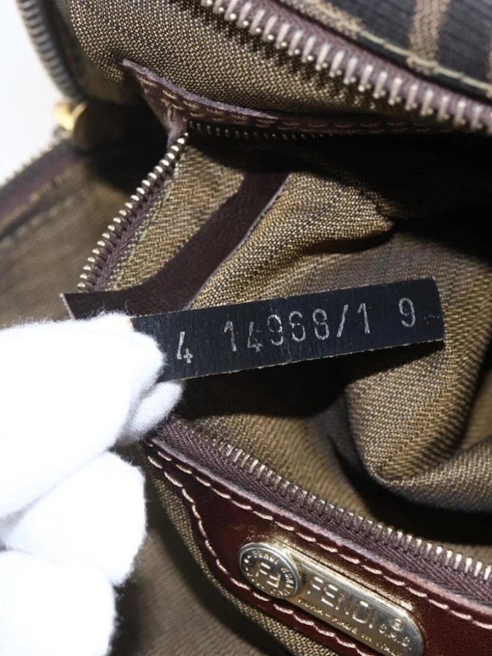 FENDI Zucca Canvas Mamma Baguette Hand Bag Black Brown Silver - Picture 15 of 16